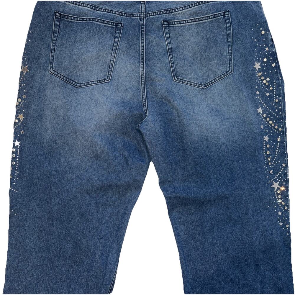 Fashion Nova StarStruck Embellished Straight Leg Jeans Size 22 - Picture 14 of 16